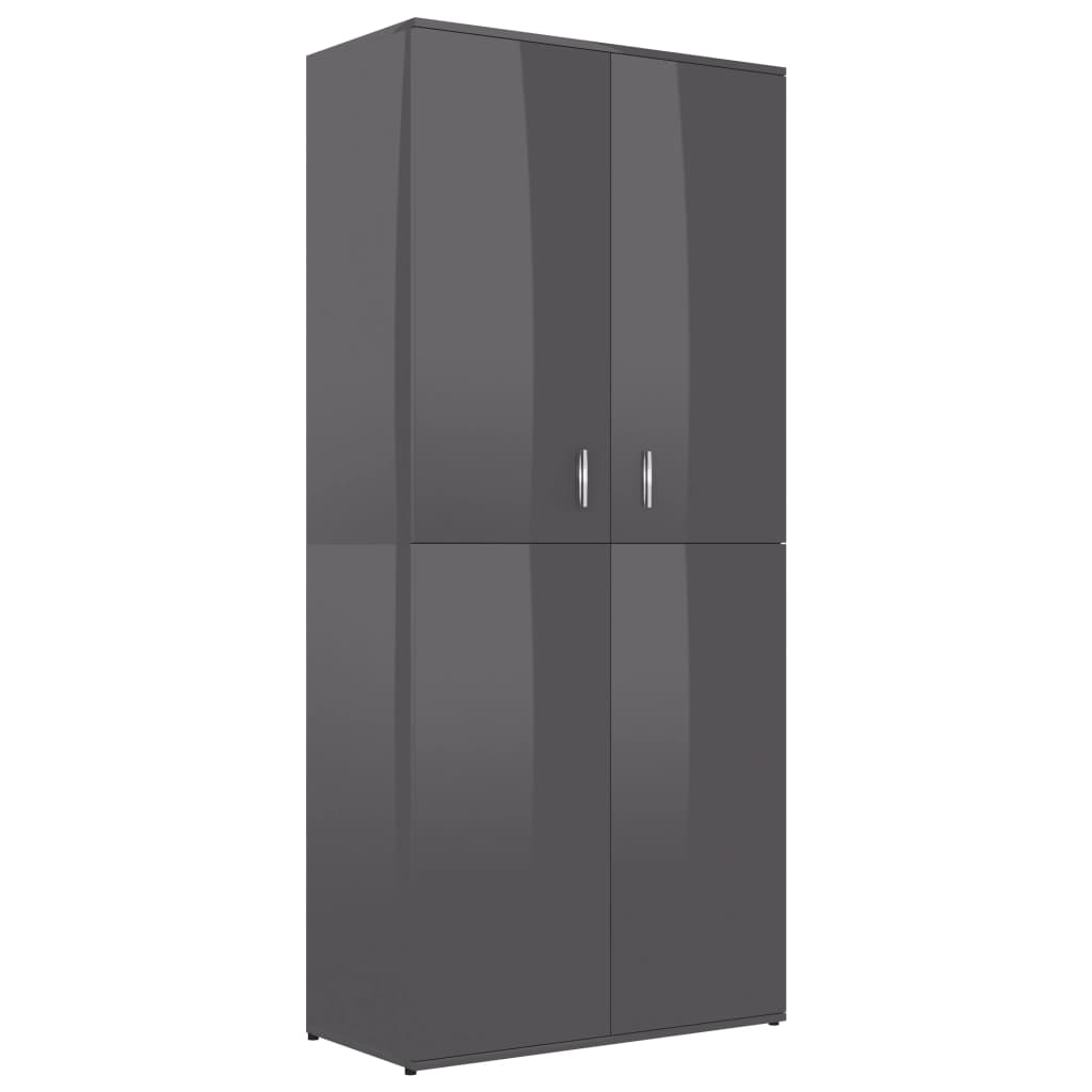 

vidaXL Shoe Cabinet High Gloss Gray 31.5"x15.4"x70.1" Engineered Wood