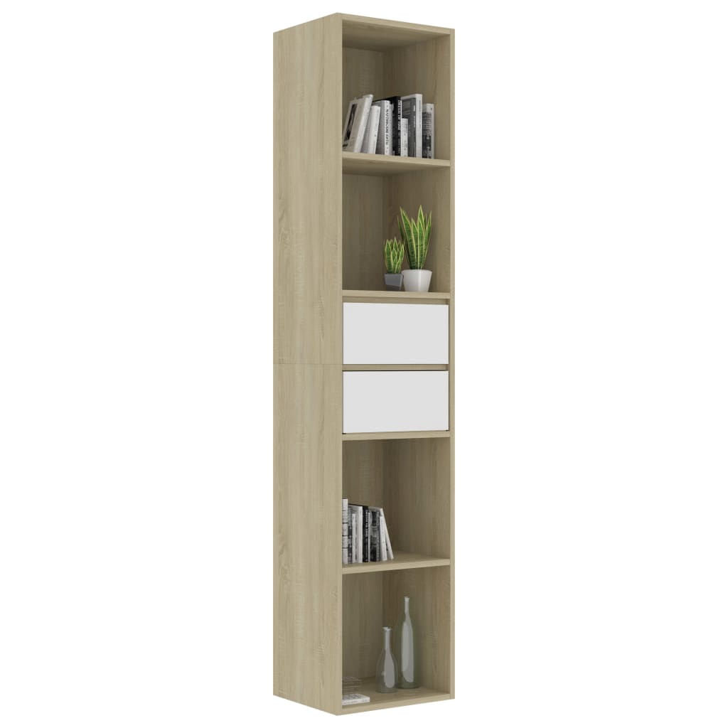 

vidaXL Boekenkast 36x30x171 cm spaanplaat wit en sonoma eikenkleurig