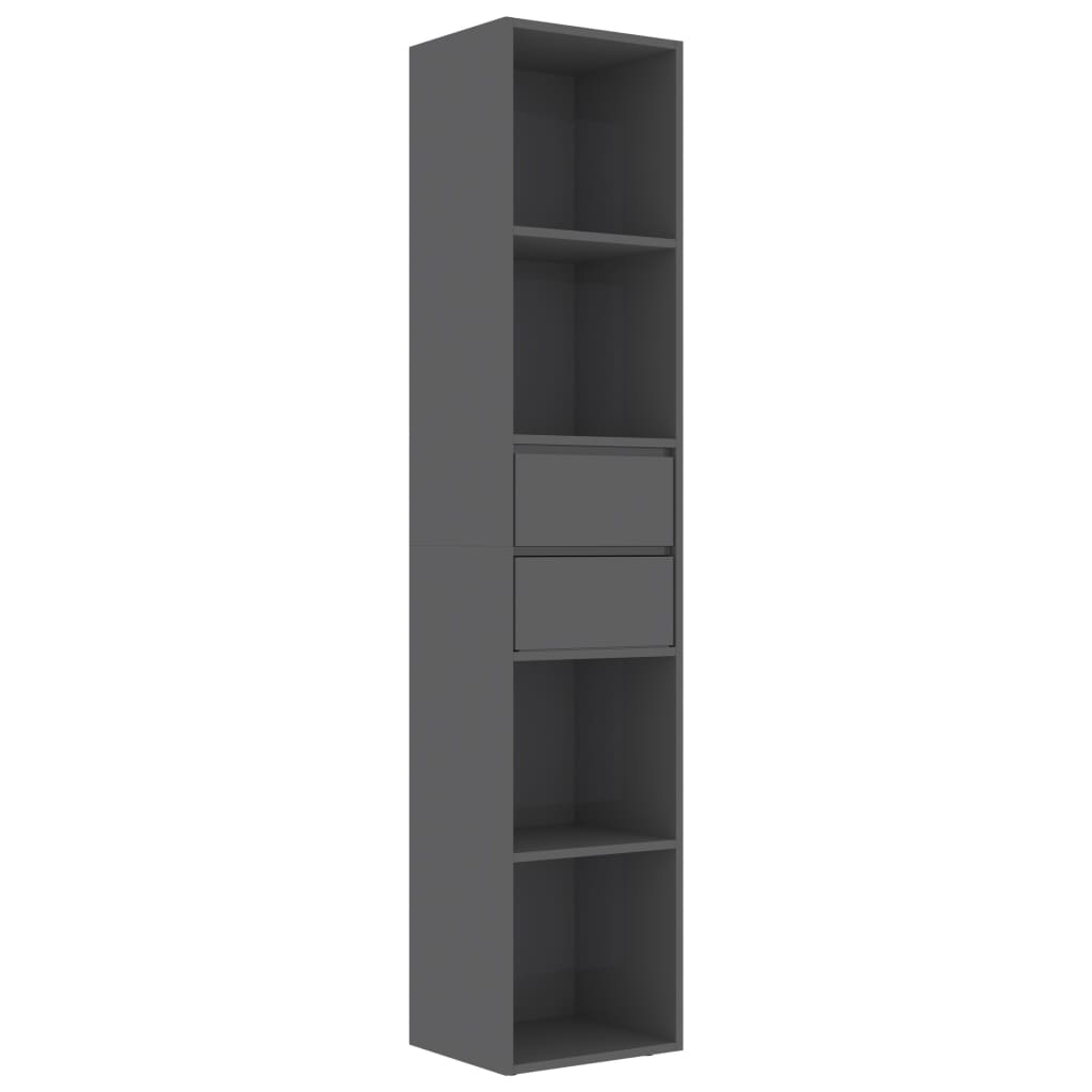

vidaXL Book Cabinet High Gloss Gray 14.2"x11.8"x67.3" Engineered Wood