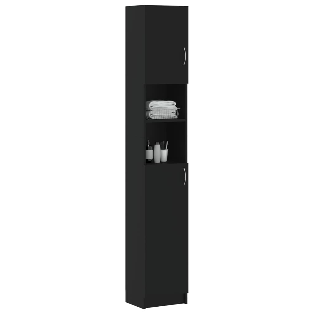 Badezimmerschrank Schwarz 32×25,5×190 cm Spanplatte