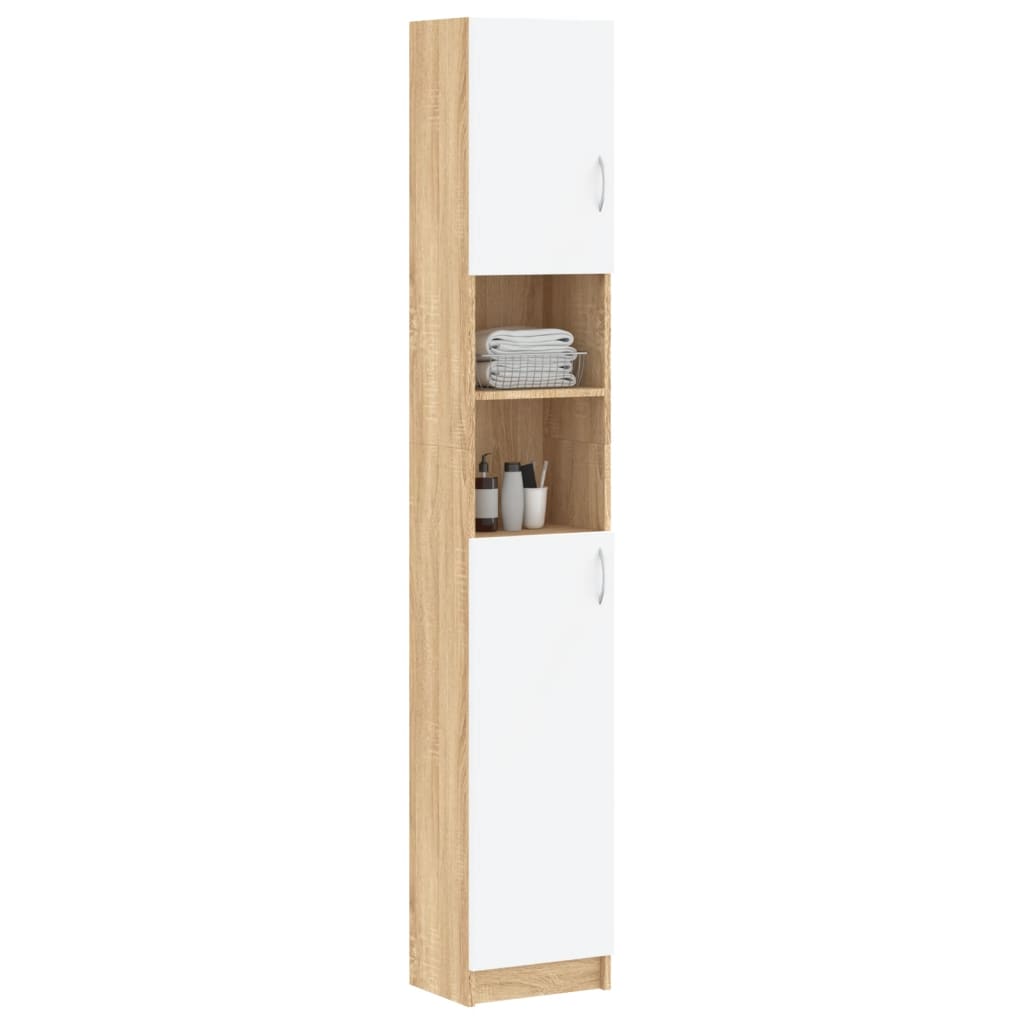 

vidaXL Badkamerkast 32x25,5x190 cm spaanplaat wit sonoma eikenkleurig