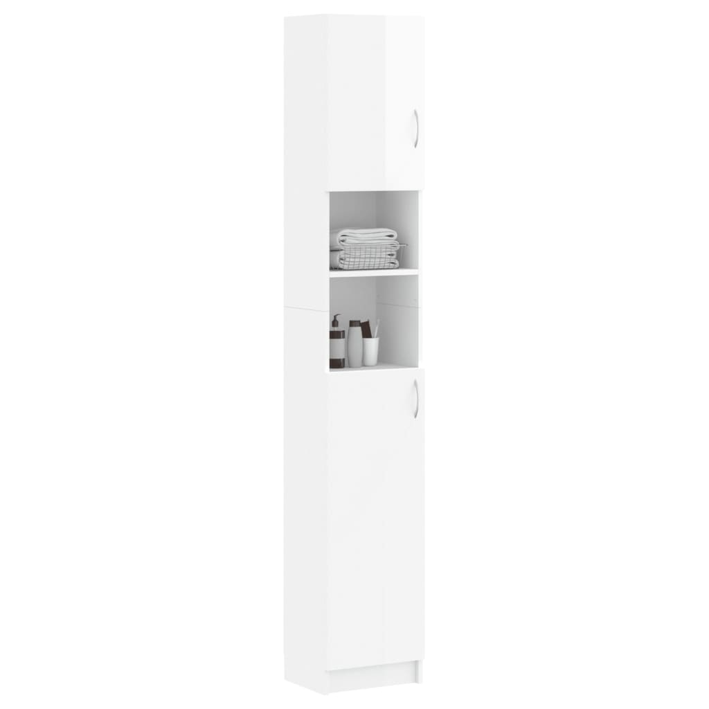 

vidaXL Bathroom Cabinet High Gloss White 12.6x10"x74.8" Chipboard"