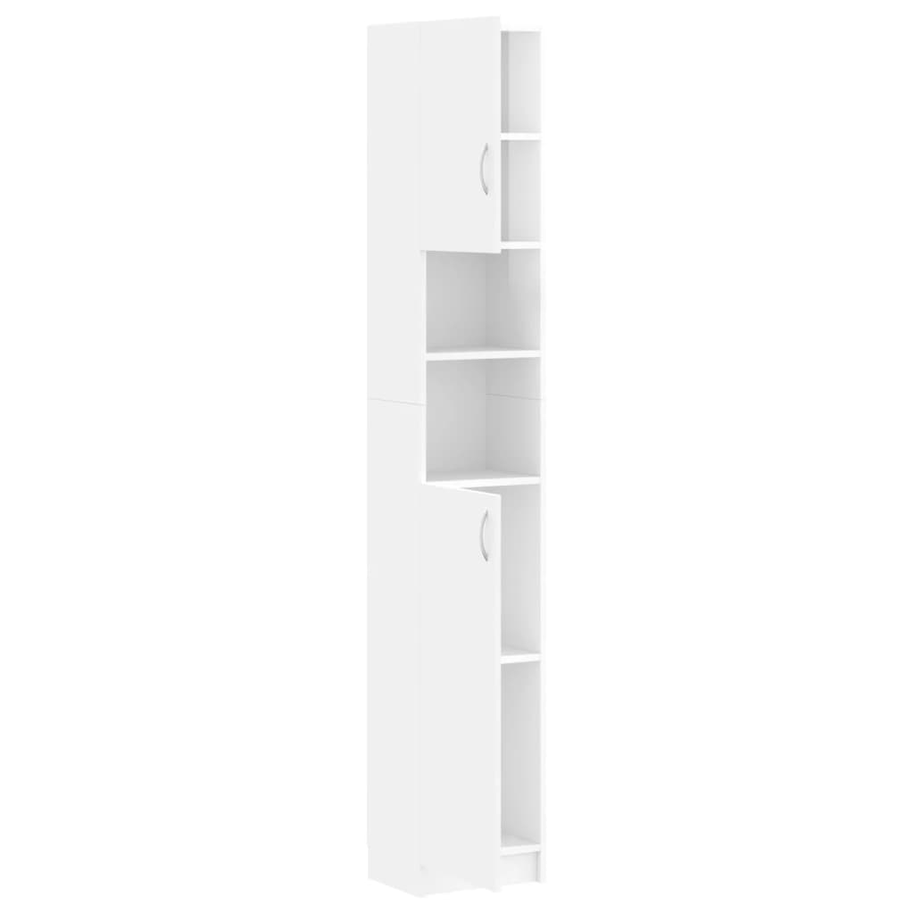 Badezimmerschrank Hochglanz-Weiß 32×25,5×190 cm Spanplatte