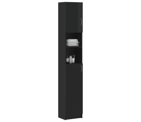 vidaXL Kylpyhuonekaappi korkeakiilto musta 32x25,5x190 cm lastulevy