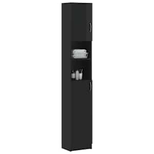 vidaXL badev&aelig;relsesskab 32x25,5x190 cm konstrueret tr&aelig; sort h&oslash;jglans