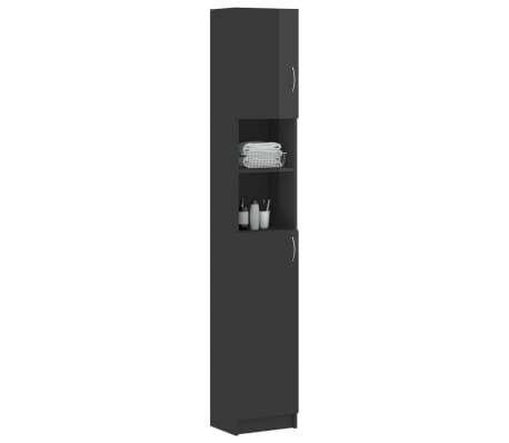 vidaXL Bathroom Cabinet High Gloss Gray 12.6"x10"x74.8" Engineered Wood