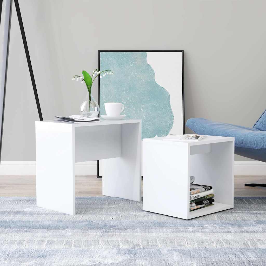 vidaXL Couchtisch-Set Weiß 48x30x45 cm Holzwerkstoff