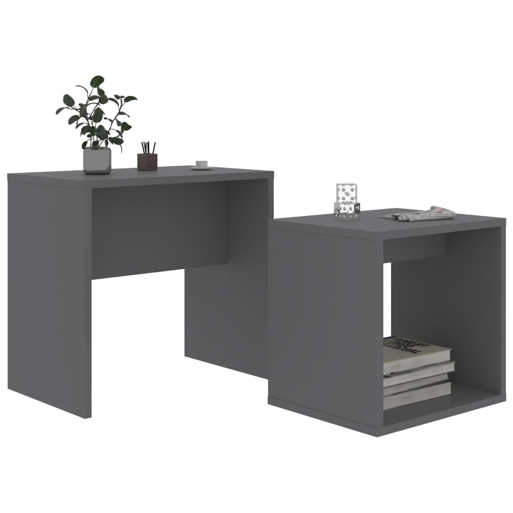 vidaXL Coffee Table Set Gray 18.9"x11.8"x17.7" Chipboard