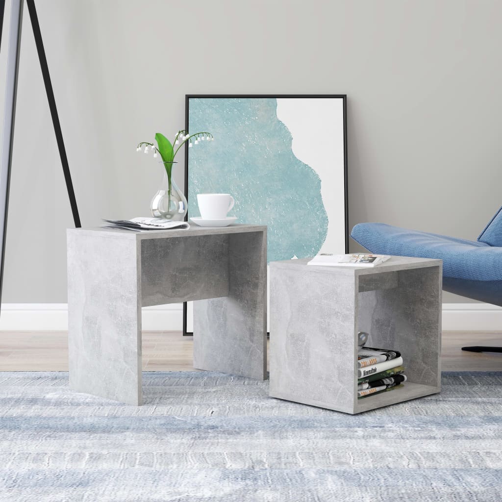 Contemporary Nesting Table Set - Sonoma Oak & Gray Finish vidaXL