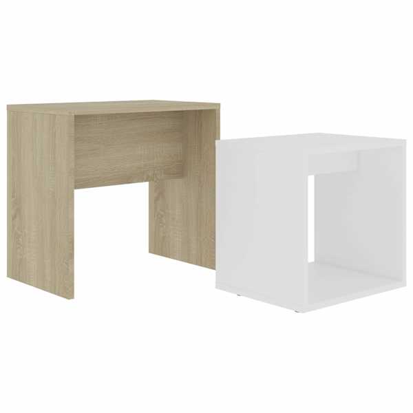 vidaXL kohvilauad, valge ja Sonoma tamm 48x30x45 cm puitlaastplaat