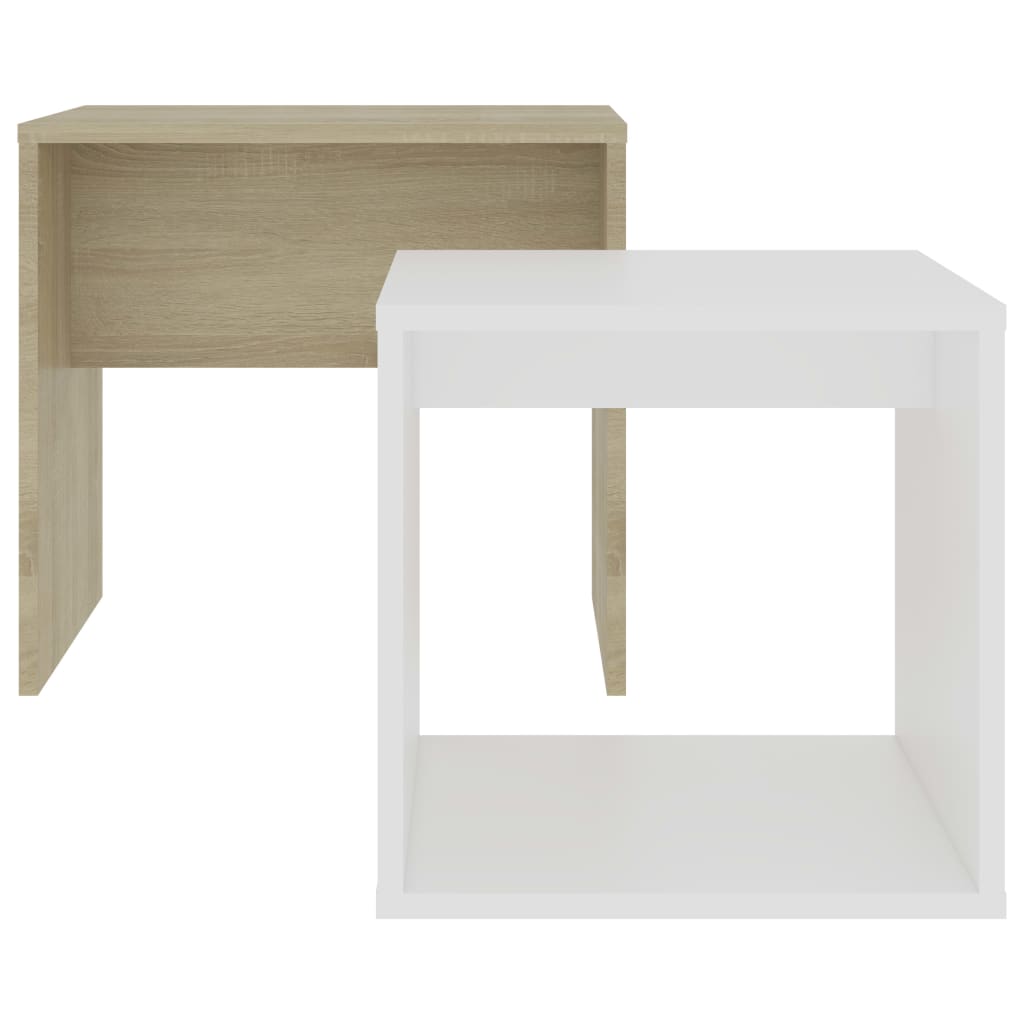 Coffee Table Set White And Sonoma Oak 48x30x45 Cm Engineered Wood VidaXL 15 width=274