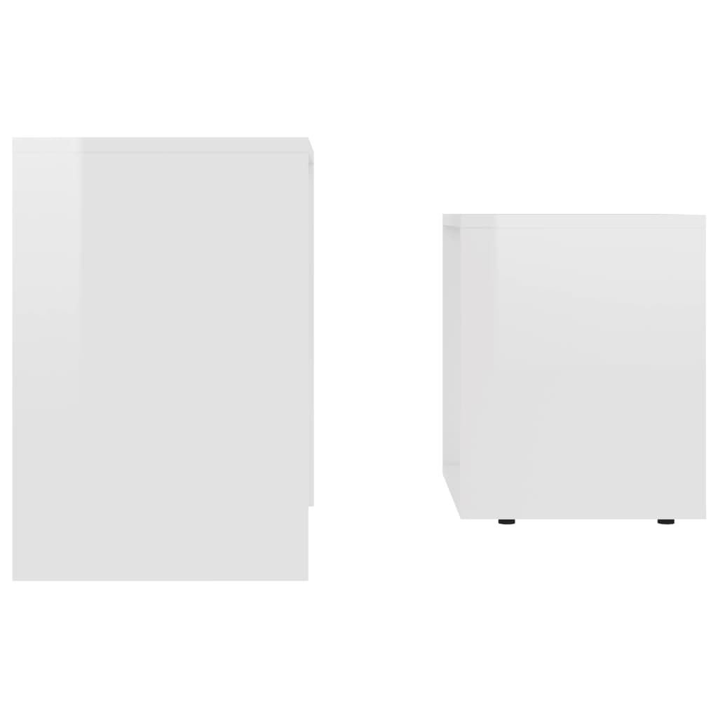 Couchtisch-Set Hochglanz-Weiß 48 x 30 x 45 cm Spanplatte