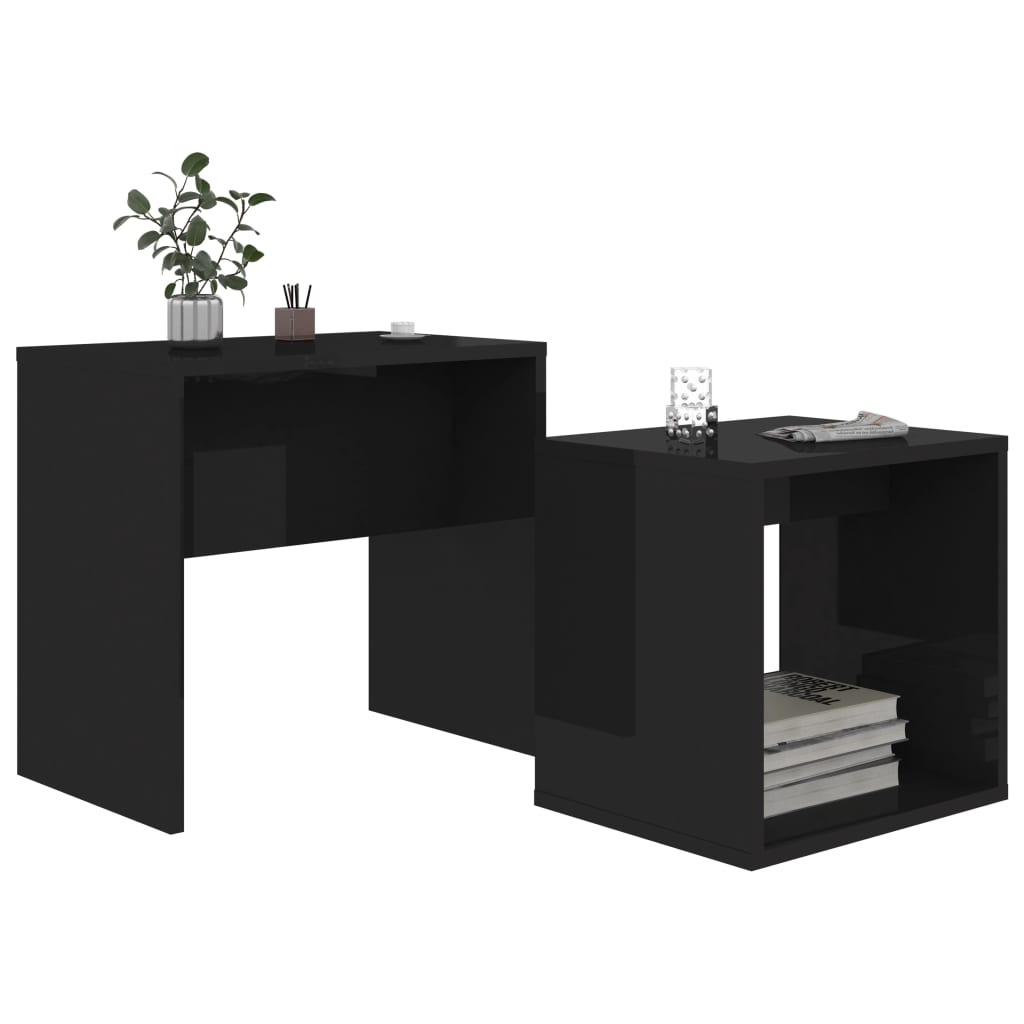 vidaXL Ensemble de tables basses Noir brillant 48x30x45 cm Aggloméré