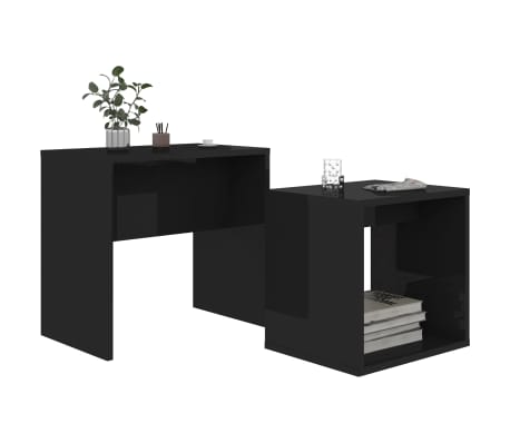 vidaXL Coffee Table Set High Gloss Black 48x30x45 cm Engineered Wood