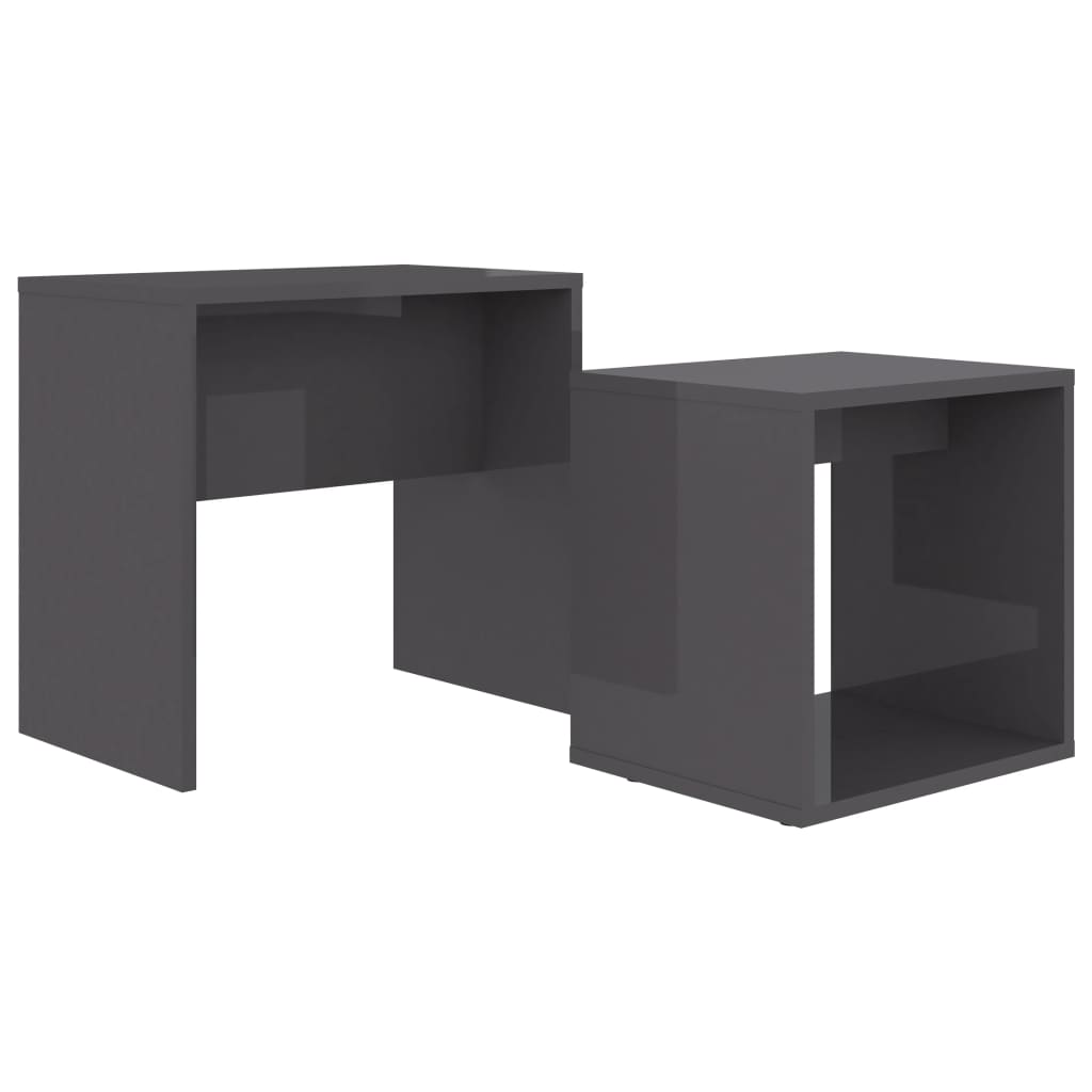 Image of vidaXL Coffee Table Set High Gloss Grey 48x30x45 cm Engineered Wood