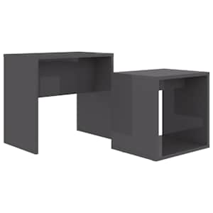 Set konferenčních stolků šedý lesklý 48x30x45 kompozitní dřevo - obrázek 2