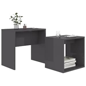 Set konferenčních stolků šedý lesklý 48x30x45 kompozitní dřevo - obrázek 3