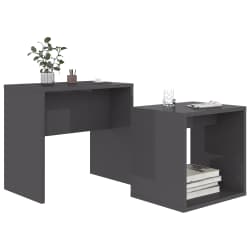 vidaXL Ensemble de table basse Gris brillant Bois d'ing&eacute;nierie