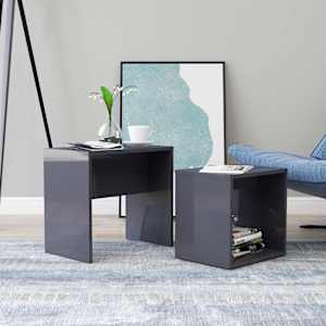 Set konferenčních stolků šedý lesklý 48x30x45 kompozitní dřevo - obrázek 1