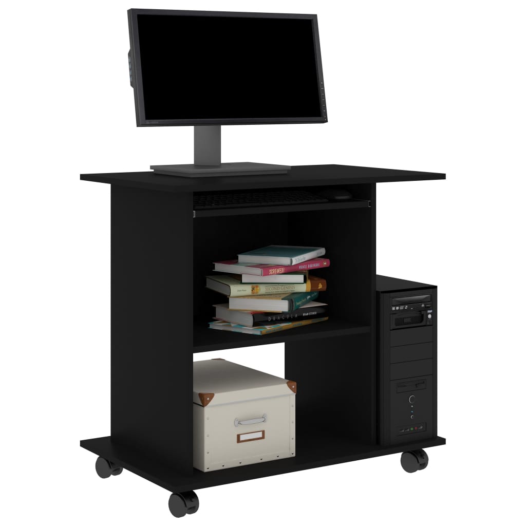

vidaXL Computerbureau 80x50x75 cm spaanplaat zwart