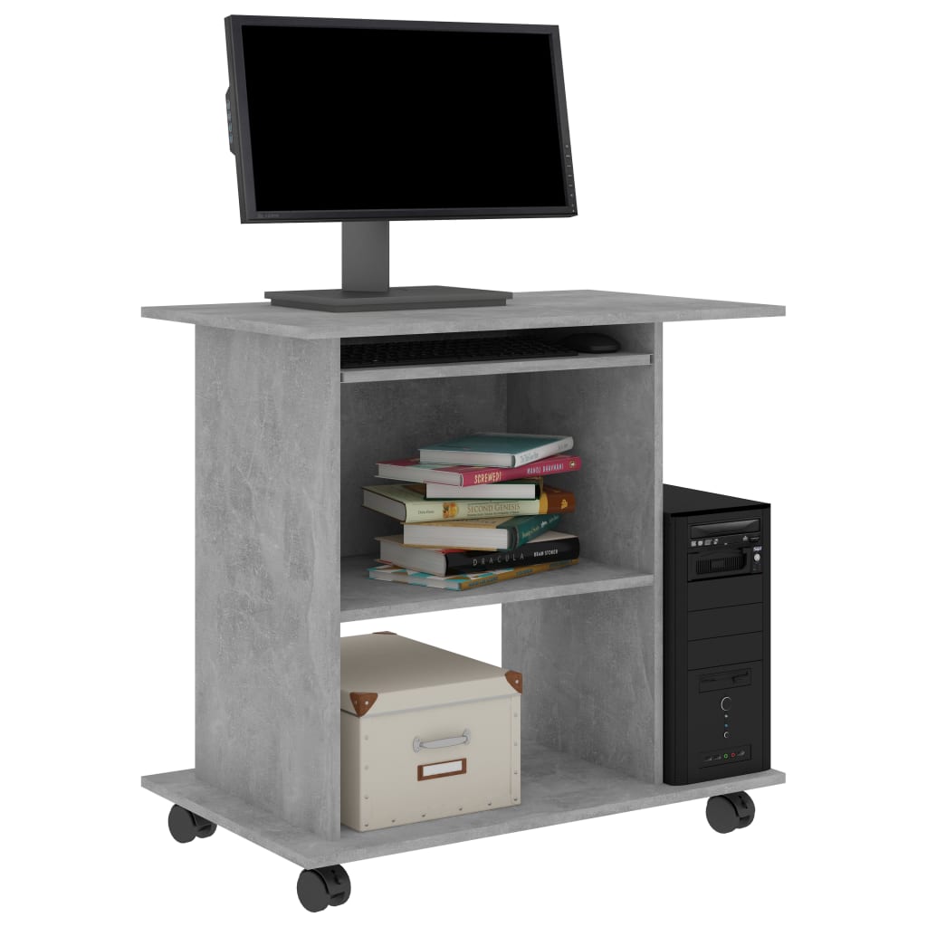 

vidaXL Computerbureau 80x50x75 cm spaanplaat betongrijs