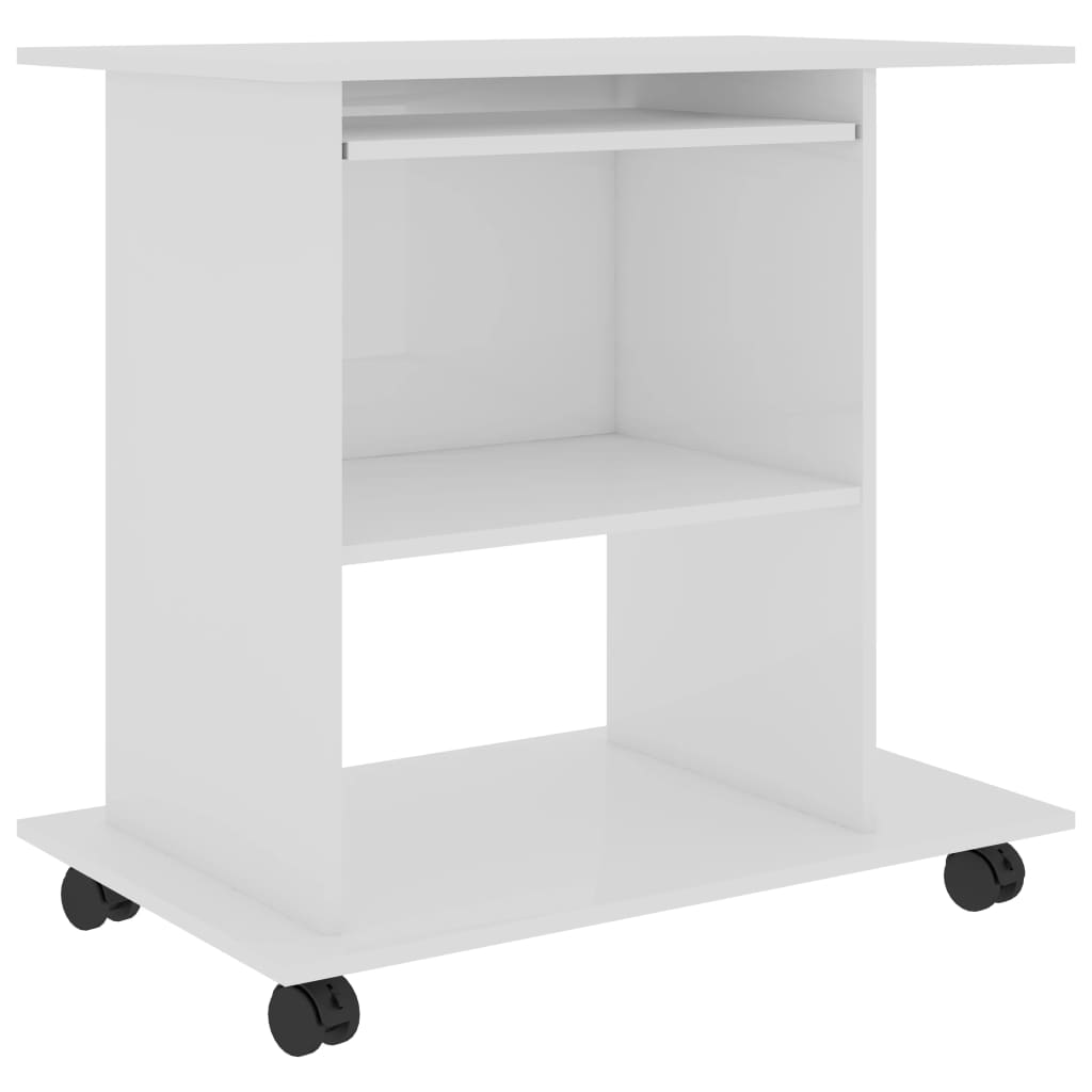 vidaXL Computerbureau 80x50x75 cm spaanplaat hoogglans wit