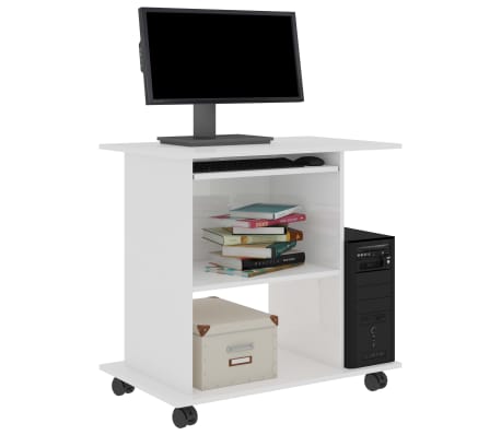 vidaXL Computer Desk High Gloss White 80x50x75 cm Engineered Wood