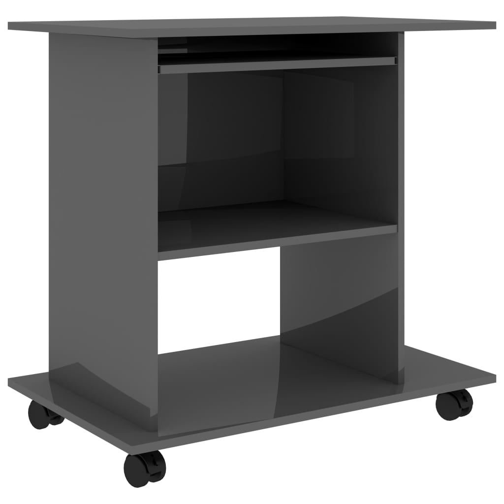 

vidaXL Computer Desk High Gloss Gray 31.5"x19.7"x29.5" Engineered Wood
