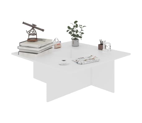 vidaXL Mesa de centro madera contrachapada blanco 79,5x79,5x30 cm