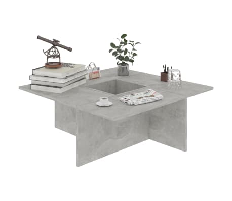 vidaXL kafijas galdiņš, betona pelēks, 79,5x79,5x30 cm, skaidu plāksne