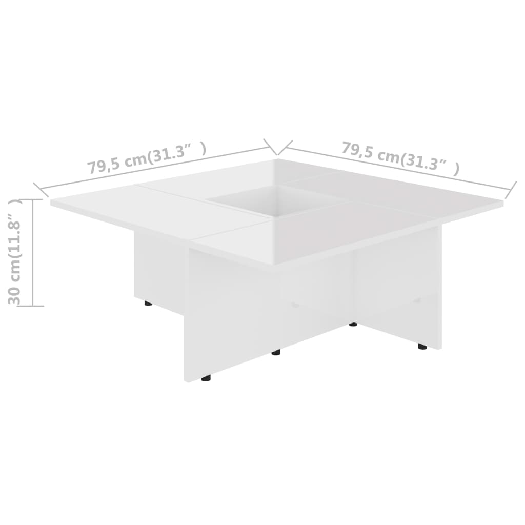 Couchtisch Hochglanz-Weiß 79,5×79,5×30 cm Spanplatte