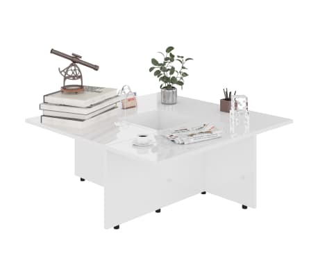 vidaXL Coffee Table High Gloss White 79.5x79.5x30 cm Engineered Wood