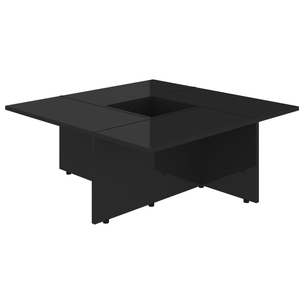 

vidaXL Coffee Table High Gloss Black 31.3"x31.3"x11.8" Chipboard