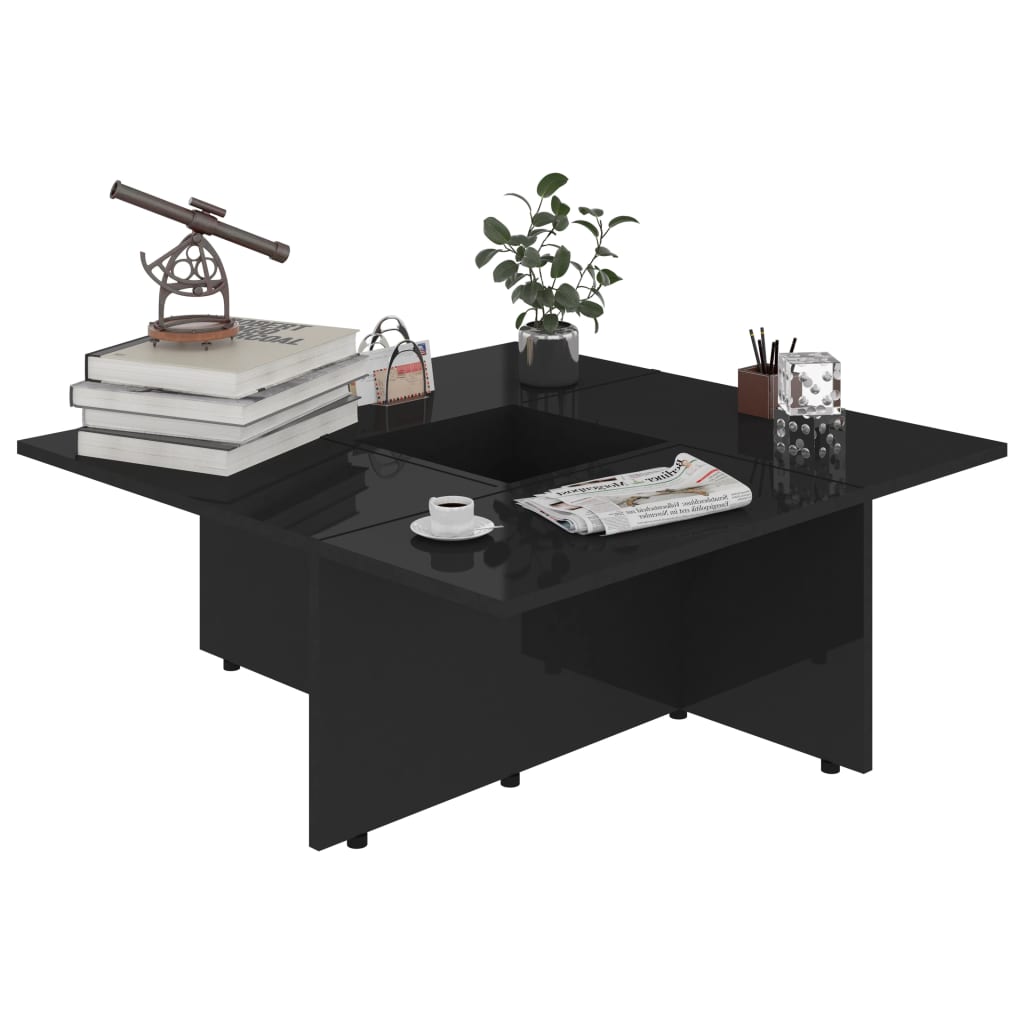 vidaXL Konferenční stolek vysoký lesk černý 79,5x79,5x30cm dřevotříska