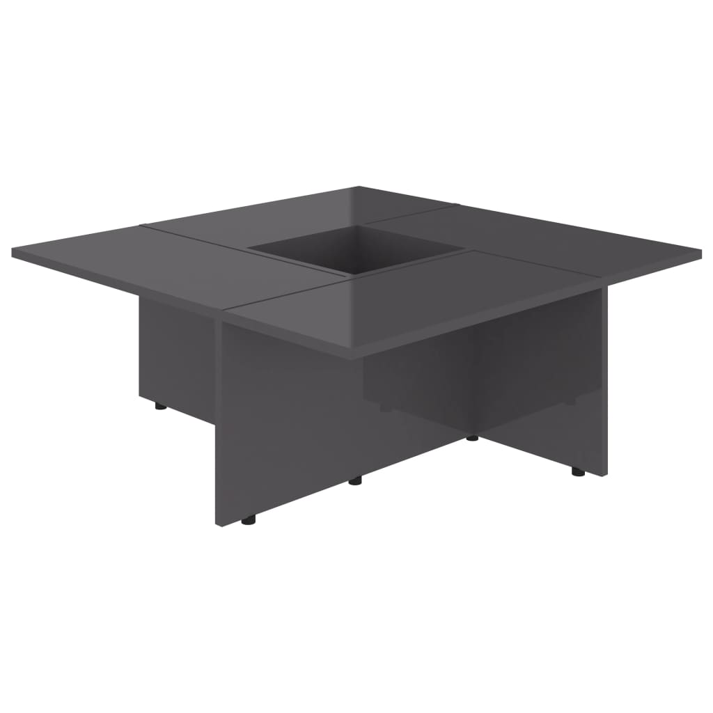 

vidaXL Coffee Table High Gloss Gray 31.3"x31.3"x11.8" Chipboard