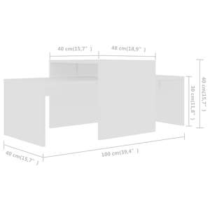 Set konferenčních stolků bílý 100 x 48 x 40 cm kompozitní dřevo - obrázek 7