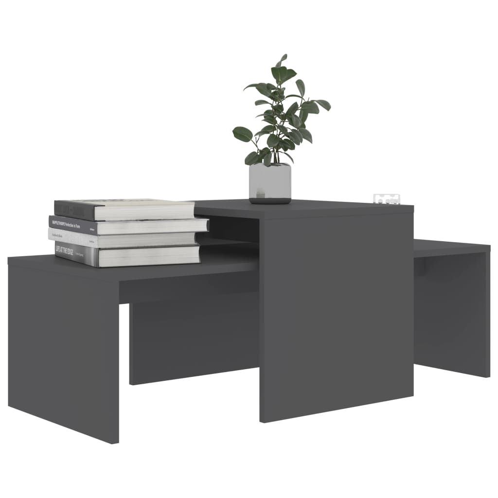 vidaXL Coffee Table Set Grey 100x48x40 cm Engineered Wood