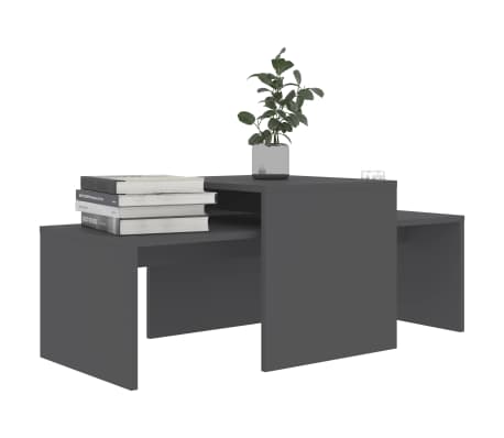 vidaXL Kavos staliukų komplektas, pilkas, 100x48x40cm, MDP