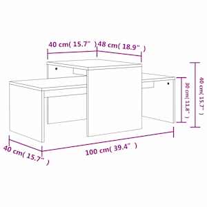 Set konferenčních stolků sonoma dub 100x48x40 cm kompozit - obrázek 7