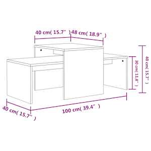 Set konferenčních stolků betonově šedý 100x48x40 cm kompozit - obrázek 7
