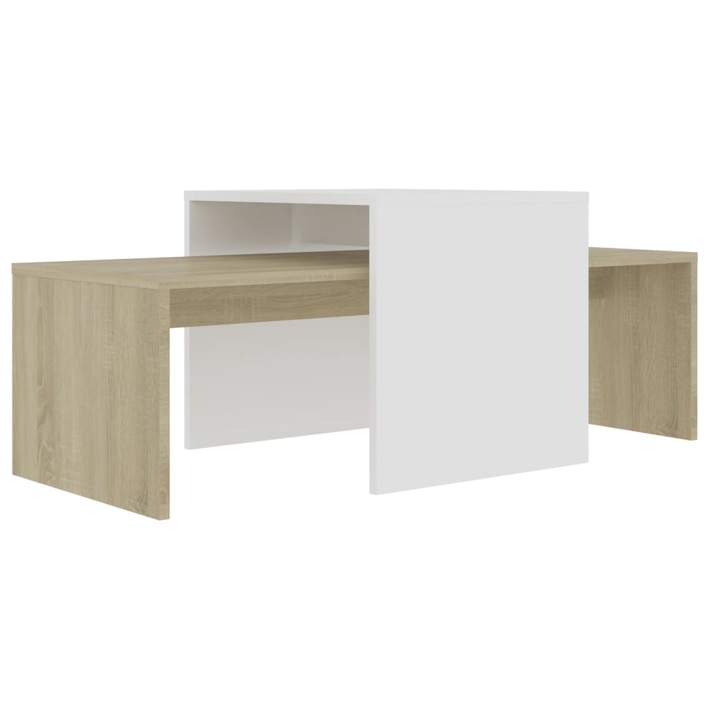 

vidaXL Coffee Table Set White and Sonoma Oak 39.4"x18.9"x15.7" Engineered Wood