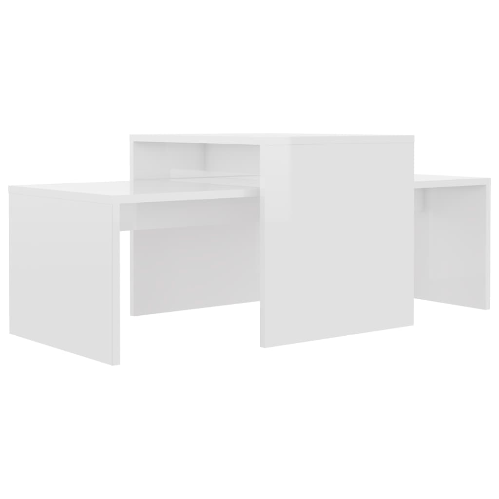 Couchtisch-Set Hochglanz-Weiß 100x48x40 cm Spanplatte