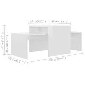 Set konferenčních stolků bílý vysoký lesk 100x48x40 cm kompozit - obrázek 7