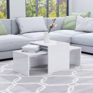 Set konferenčních stolků bílý vysoký lesk 100x48x40 cm kompozit - obrázek 1