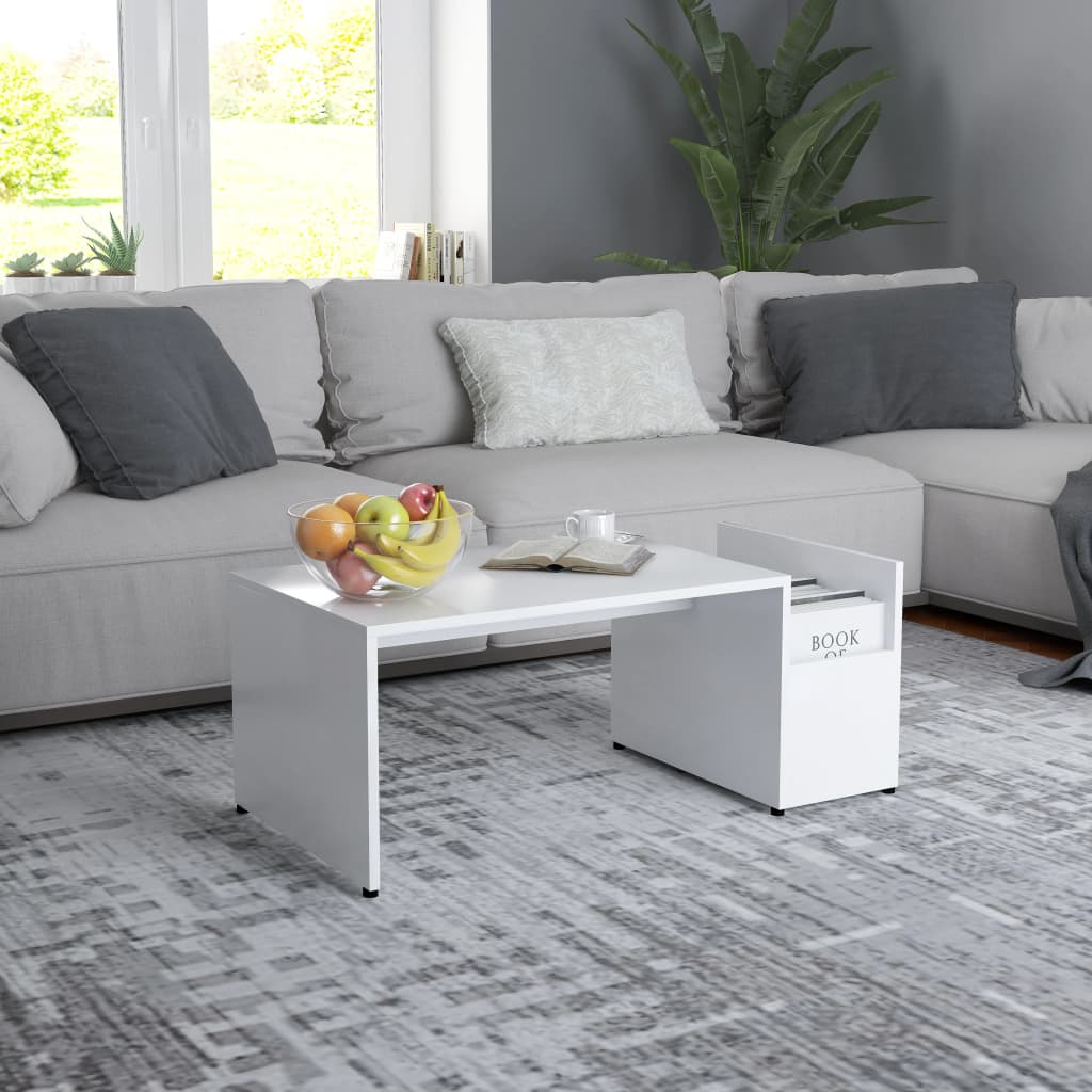vidaXL Stolik kawowy, bia�y, 90x45x35 cm, materia� drewnopochodny