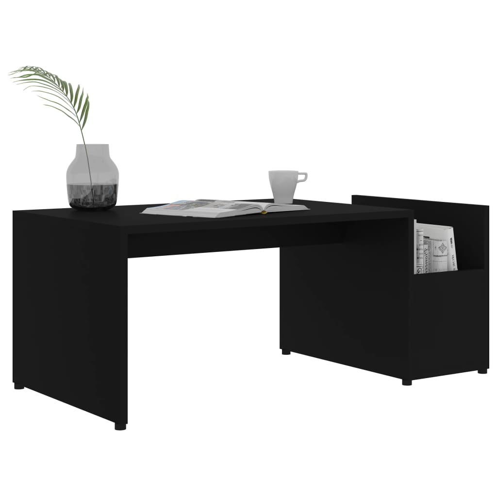 vidaXL Coffee Table Black 35.4"x17.7"x13.8" Engineered Wood