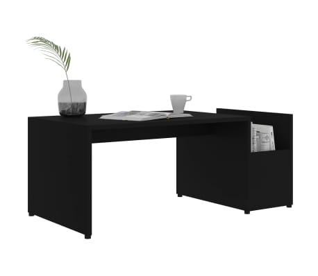 vidaXL Coffee Table Black 35.4"x17.7"x13.8" Engineered Wood