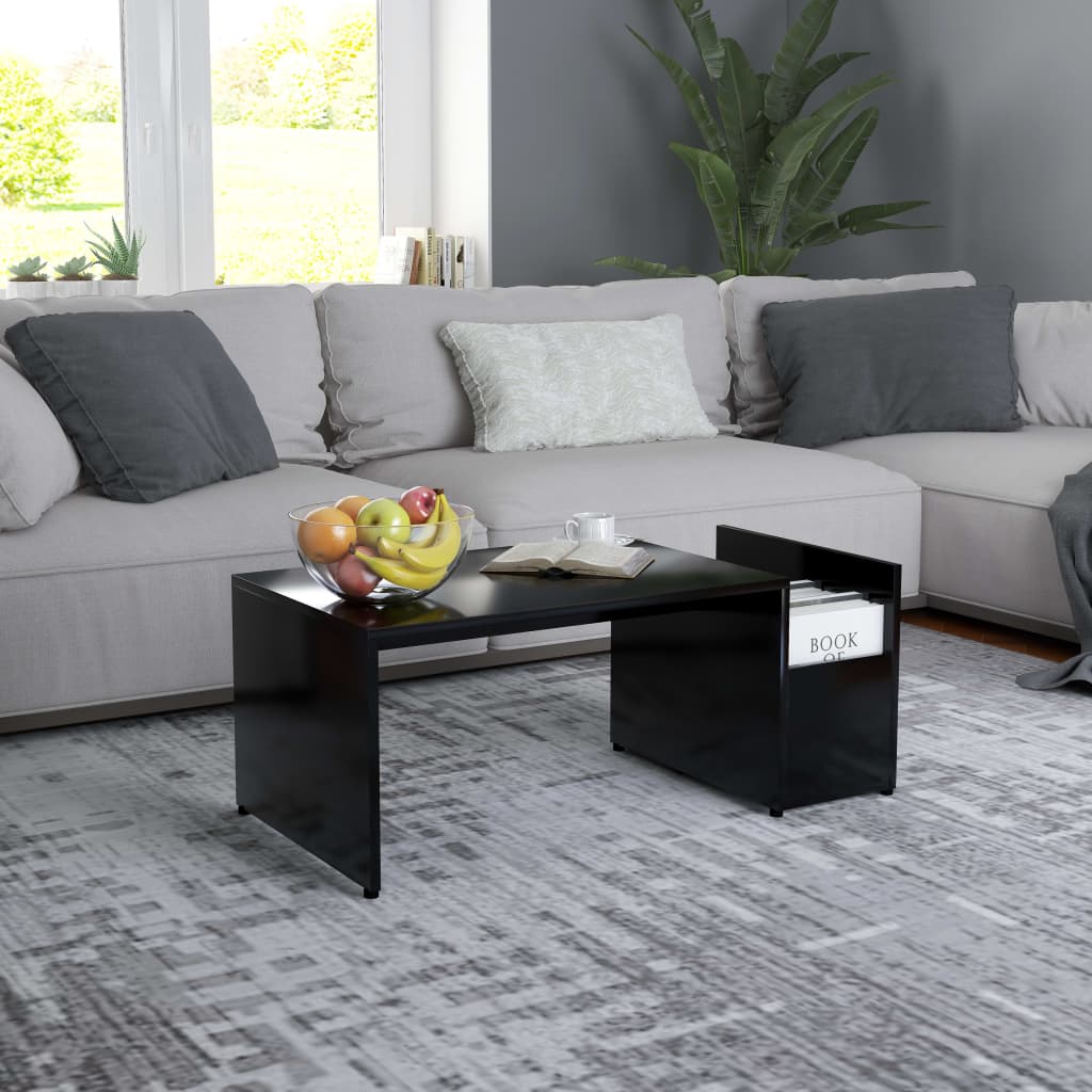 vidaXL Stolik kawowy, czarny, 90x45x35 cm, materia� drewnopochodny
