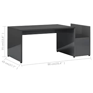 Konferenční stolek šedý s vysokým leskem 90x45x35 cm kompozit - obrázek 6