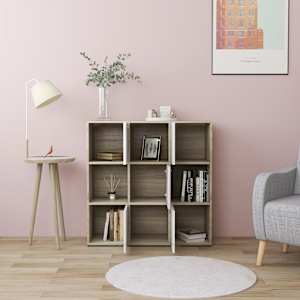 vidaXL Spintelė knygoms, balta ir ąžuolo, 90x30x90cm, apdirbta mediena